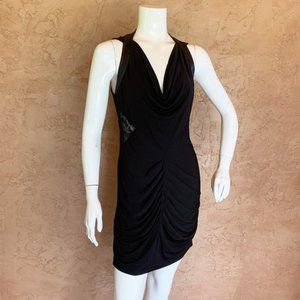 Yigal Azrouel Leather Lace Black Mini Sheath Dress